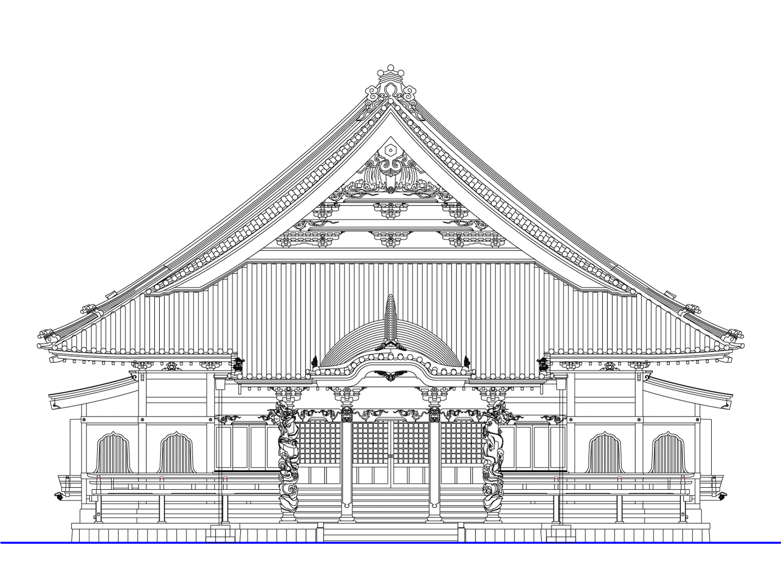 お寺の正面図